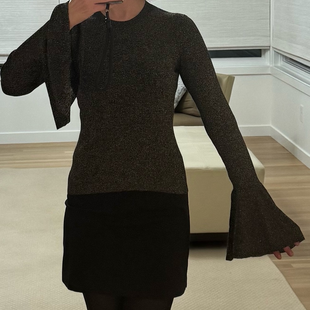 Frame black and gold flare sleeved sweater, size M